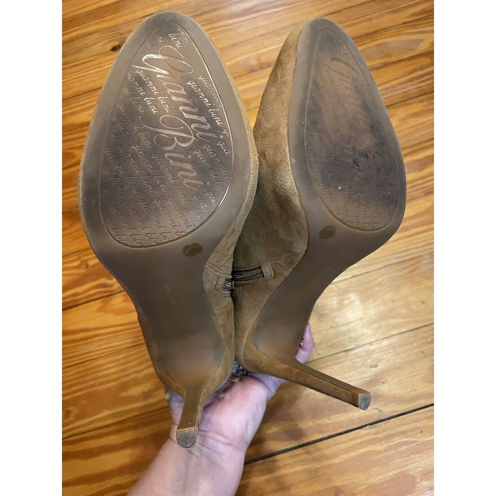 Gianni Bini Ankle Fringed Brown Suede Booties Size 8.5 - Picture 6 of 8